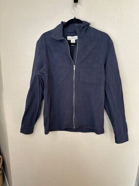 H&M L.O.G.G. Mens Black Full-Zip Shirt Jacket Size M Linen Cotton Blend